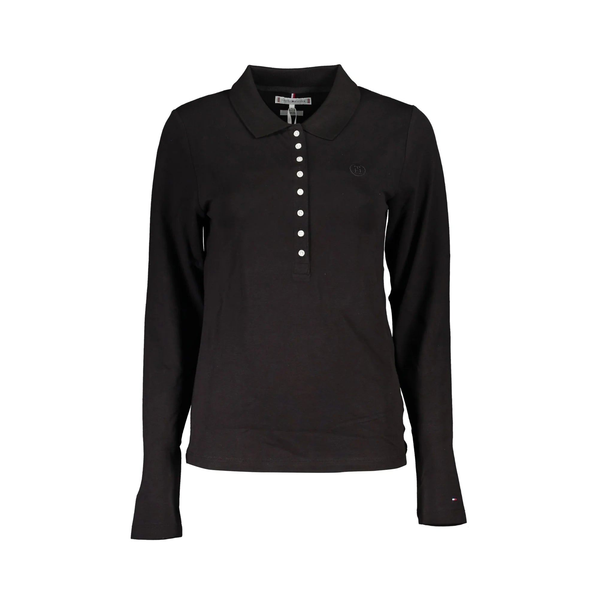 Tommy Hilfiger Polo Maniche Lunghe Donna Nera Ricamo Nero - foto prodotto